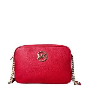 Michael Kors Fulton LG EW Crossbody Leather Bag (Bright Red)